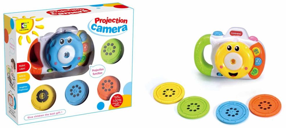 Camera met schijven, licht en geluid
