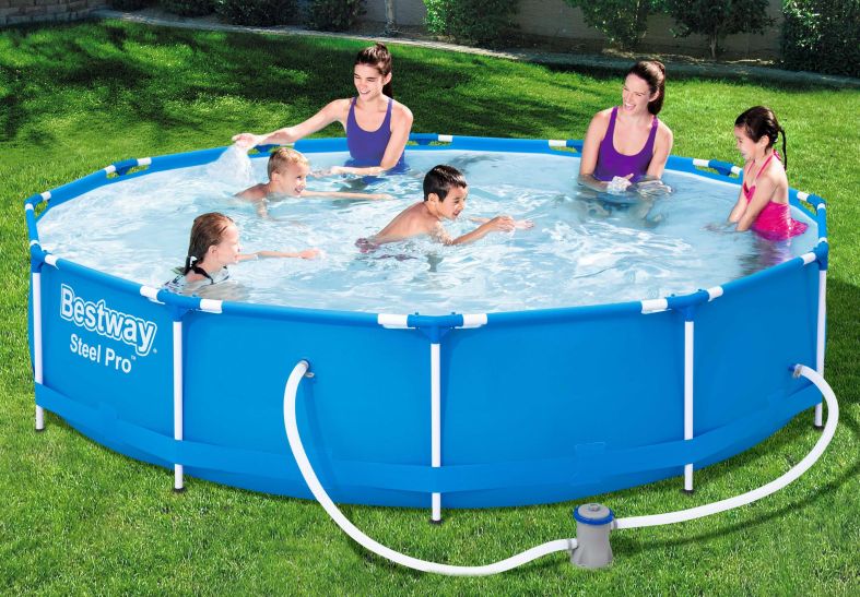 3,66 m x 76 cm großer Rahmenpool + Fitnesswagen