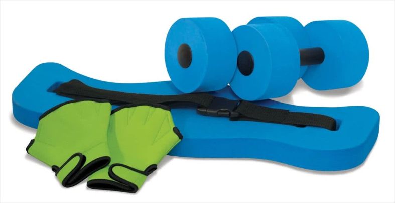 Aqua-Fitness-Set (Gürtel, Hanteln, Handschuhe)