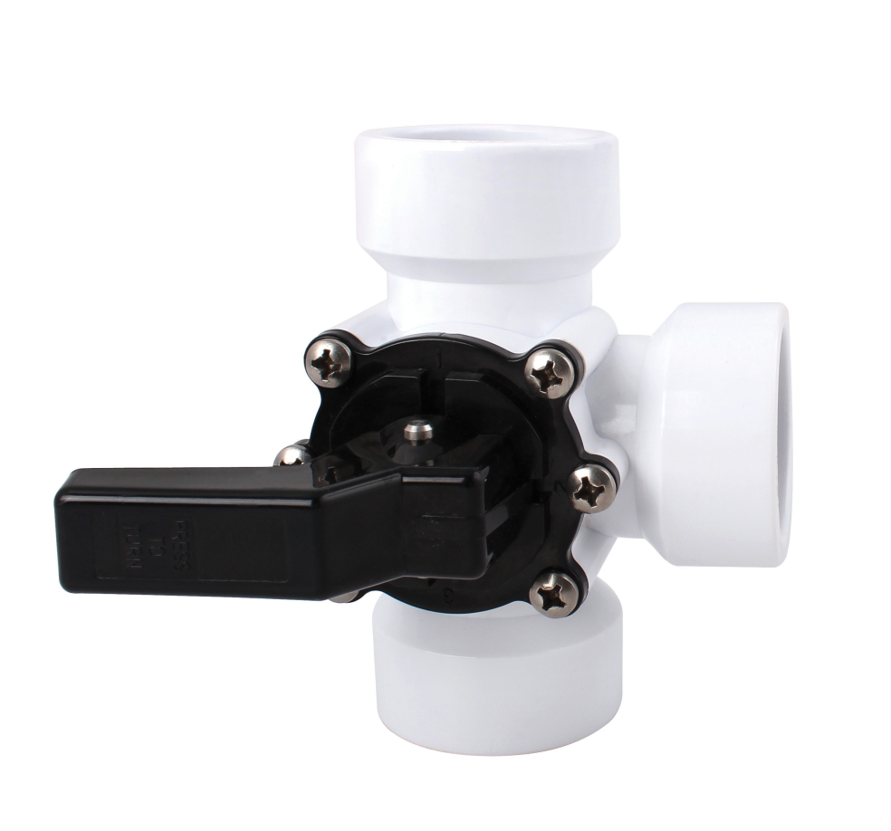 3-Way Valve, 1-1/2" Female Thread, White
