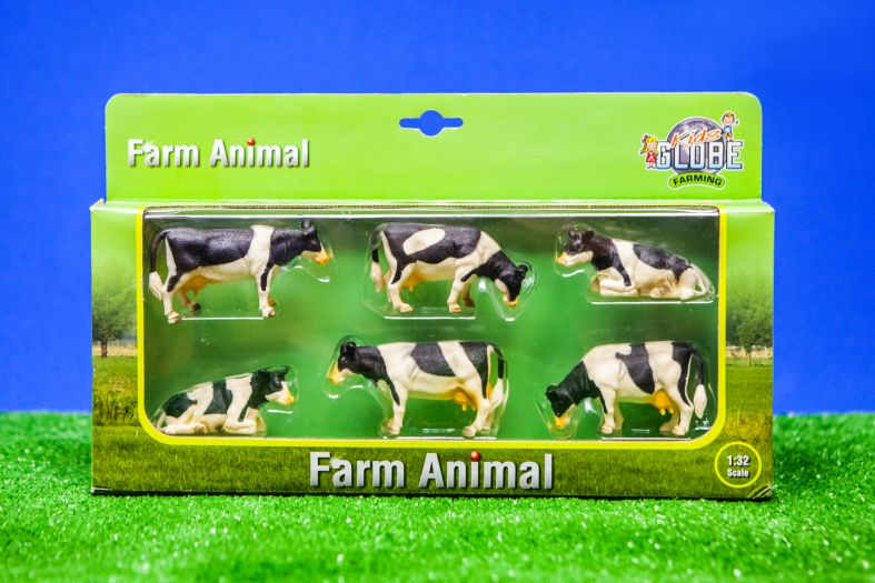 Cow 1:32 Black/White Laying/ Standing 6pcs in Gift
