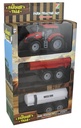 1:32 TRACTOR MET 2 AANHANGWAGENS 26x10x38,5cm ass