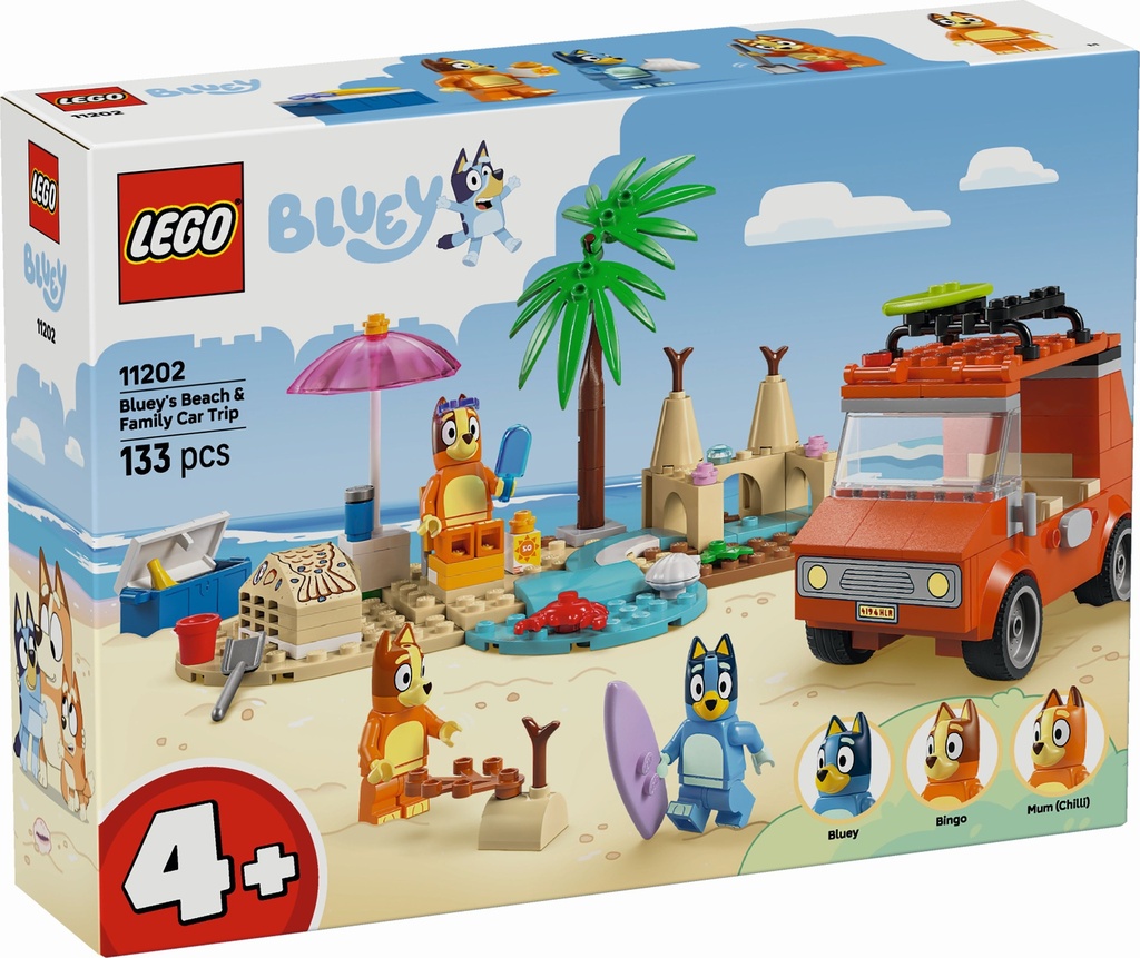 Bluey's autorit naar het strand