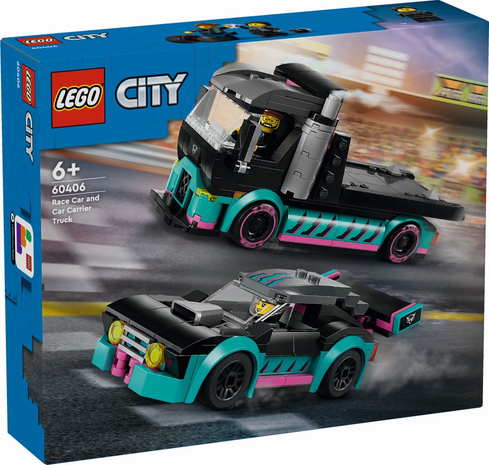 City Voiture de course et camion transporte
