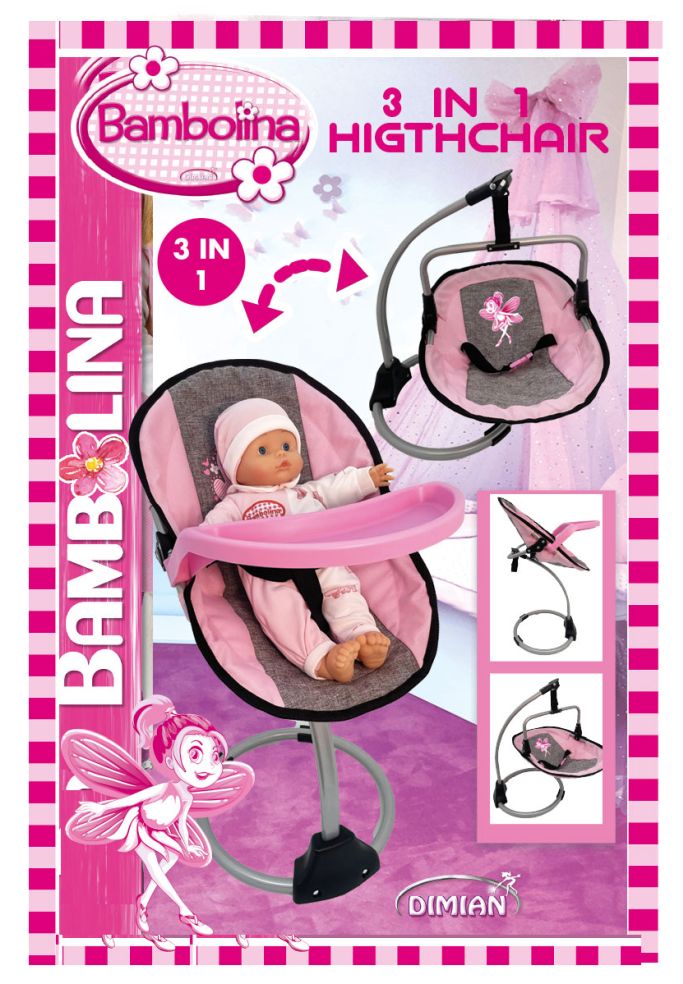 763360 BAMBOLINA 3 IN 1 HIGH CHAIR/SWING SET(DOLL
