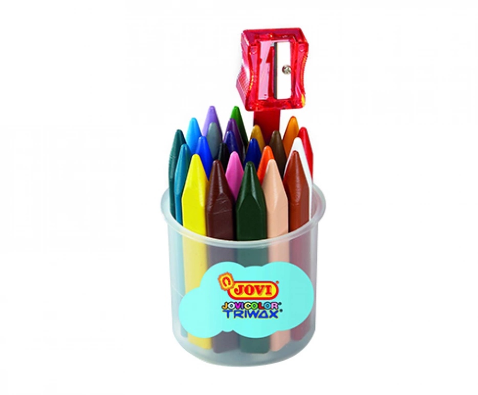 TRIANGULAR WAX CRAYONS - jar - 24 units - assorted