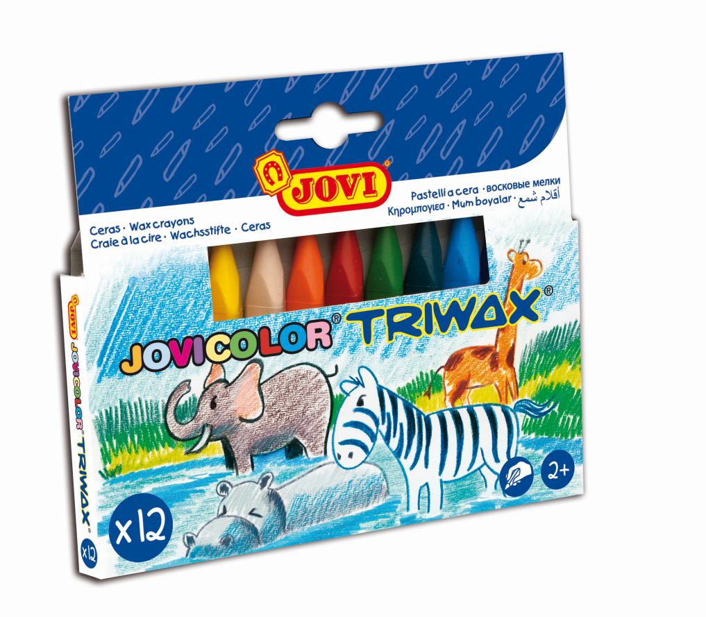 TRIANGULAR WAX CRAYONS - case - 12 units - assorte