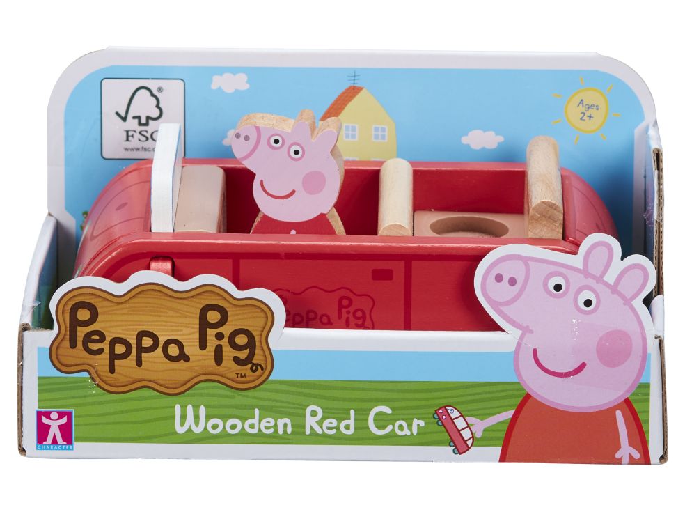 [05137211KID] PEPPA PIG WOODEN FAMILY CAR +PEPPA FIGURE