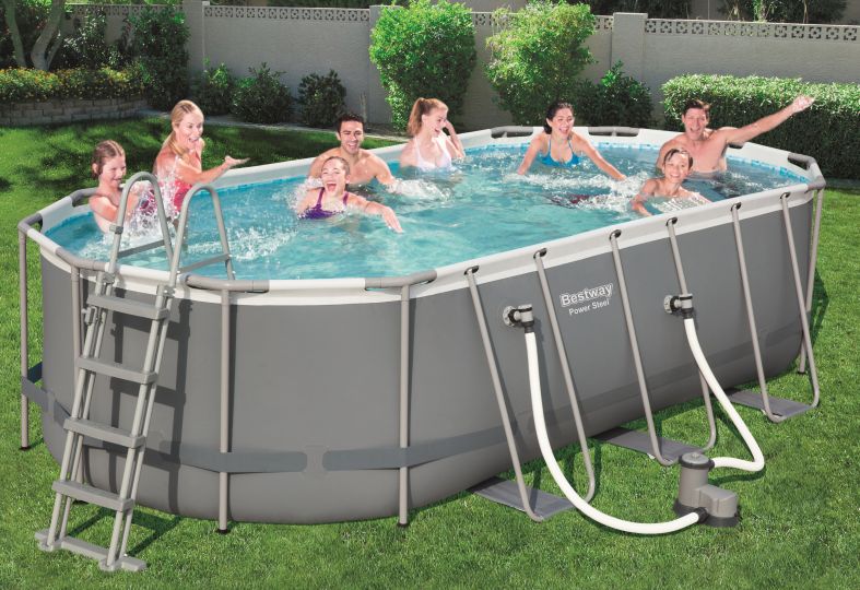 [15356710BES] Ensemble de piscine ovale de 5,49 mx 2,74 mx 1,22 m