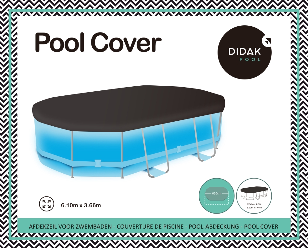[15920067KID] COUVERTURE DE PISCINE OVAL 610 COMPRENANT: 8 CORDES FIXES