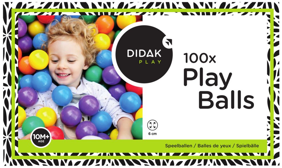 [25400013KID] 100 Play balls in box- 6 cm diam