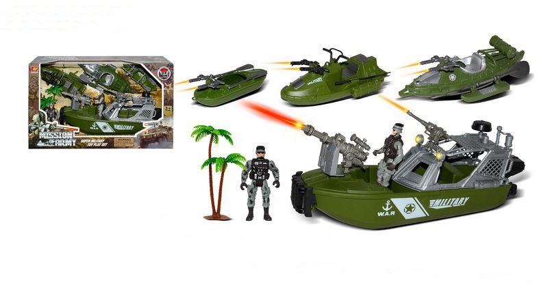 [30544951KID] Ensemble militaire + BATEAU + ARMES