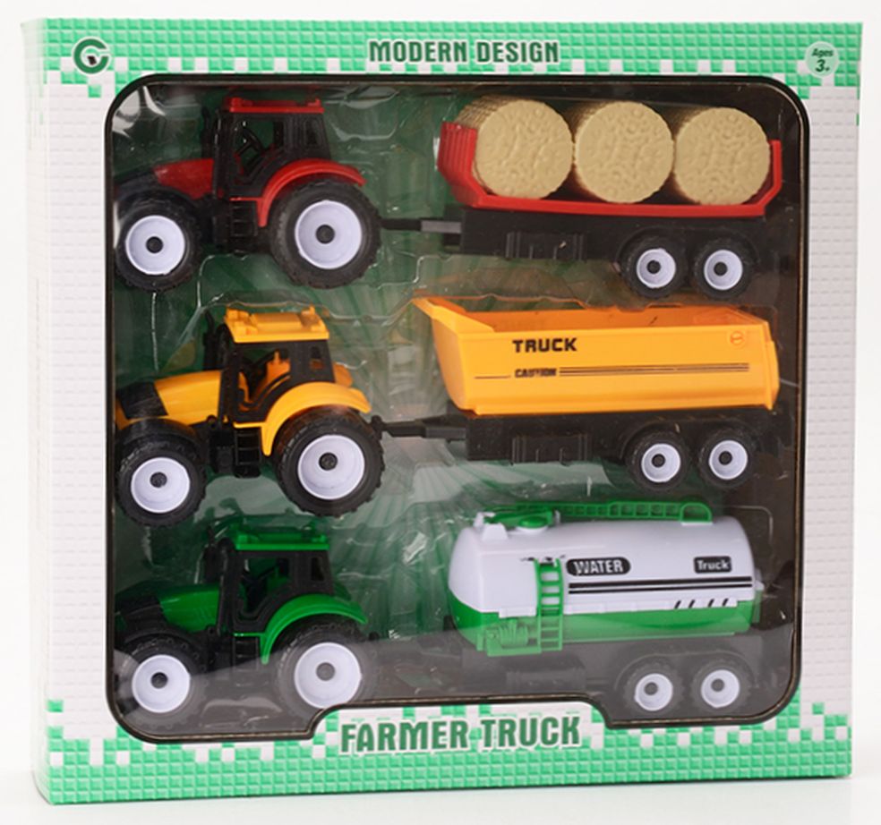 [31097741KID] 3 tractors + 3 karren