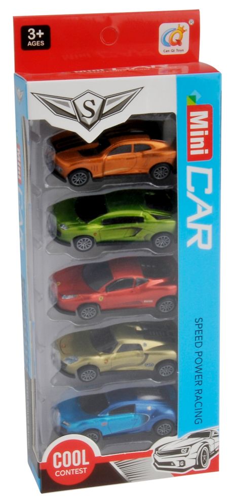 [31418889KID] 1:64 PULL BACK CAR- 5 pack