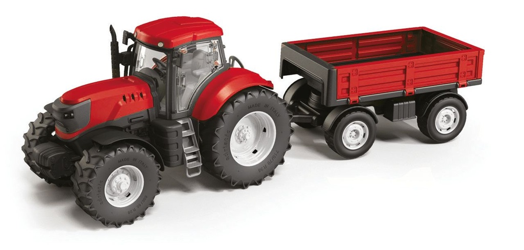 [35513230KID] Tractor rouge avec  trailer, 60cm