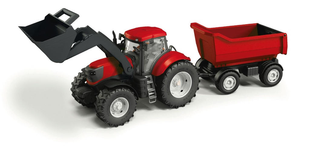 [35513260KID] Rode tractor frontlader en trailer ,70cm