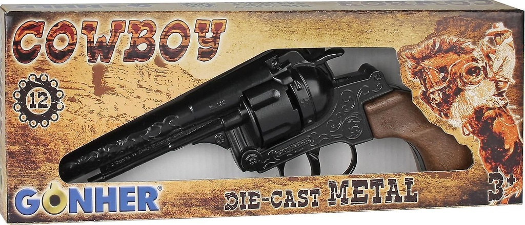 [39000766GON] 122/6 Cowboy Revolver 12 shots - Black