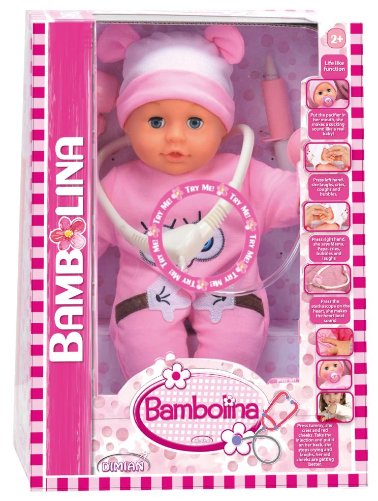 [40098336KID] 36CM BAMBOLINA ARZT-SET MIT ARZT-ZUBEHÖR MIT ROT