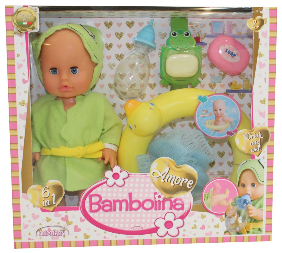 [40098500KID] Doll AMORE 30CM  BATHBABY DOLL WITH BATHING SET