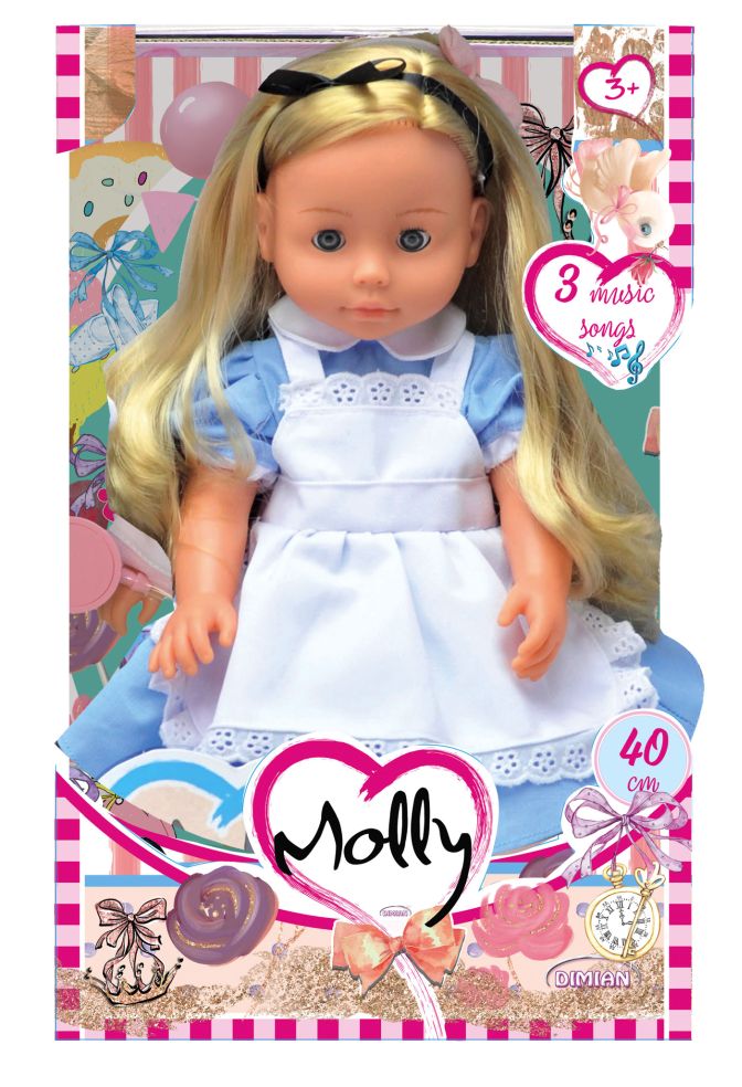 [40098699KID] Puppe MOLLY ALICE 40CM PUPPE MIT BLAUEM KLEID MIT 3 S