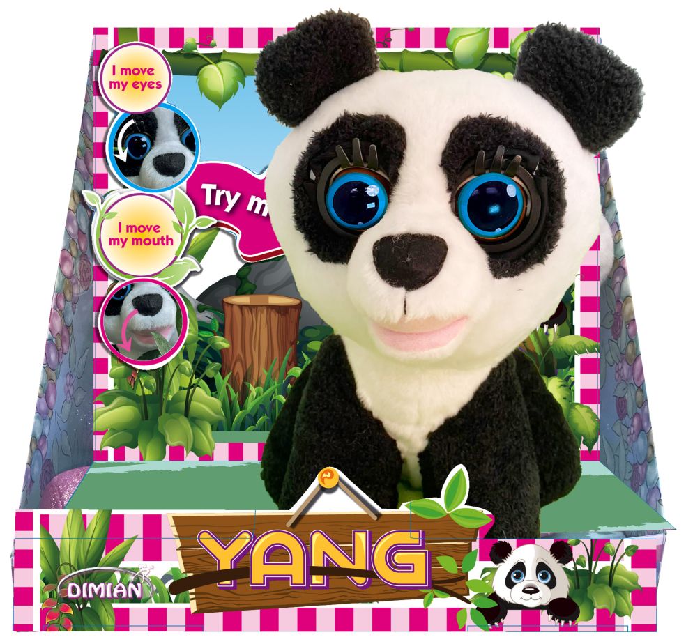 [40098852KID] Plüsch-Panda mit beweglichen glitzernden Augen und beweglichem Kopf