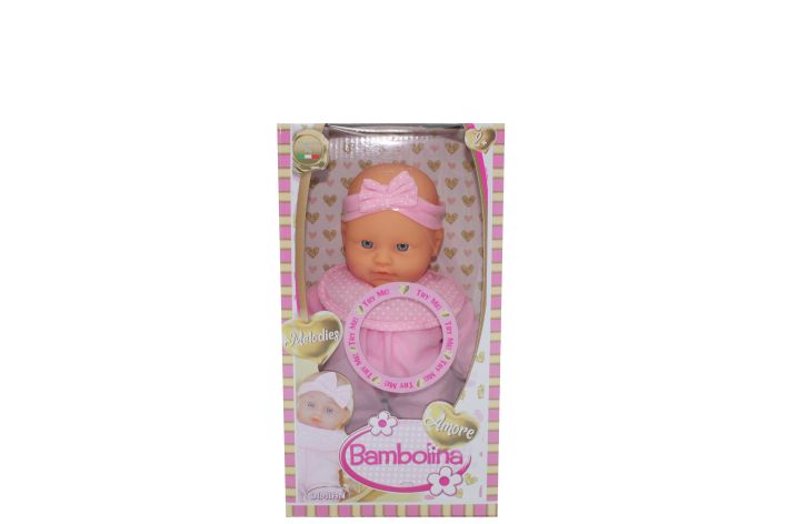 [40298480KID] POP AMORE 26CM SOFT DOLL WITH 4 MELODIES ASST