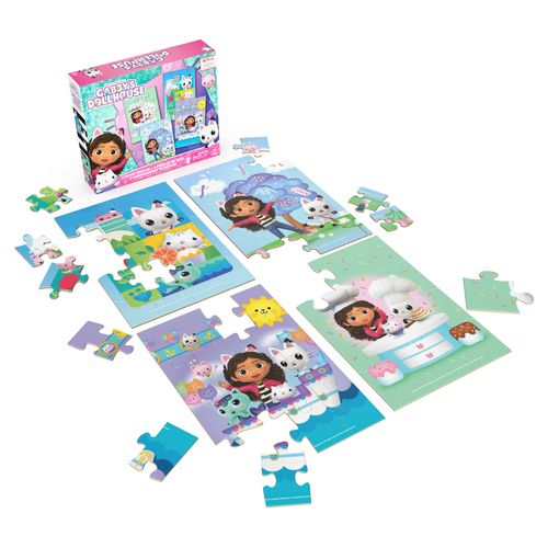 [54567990KID] Gabby's Dollhouse – 4-pack: Wooden Puzzle (1x12 s