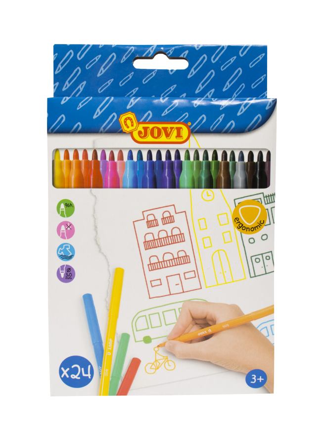 [60101624KID] WASHABLE FELT-TIP PENS - case - 24 units - assorte