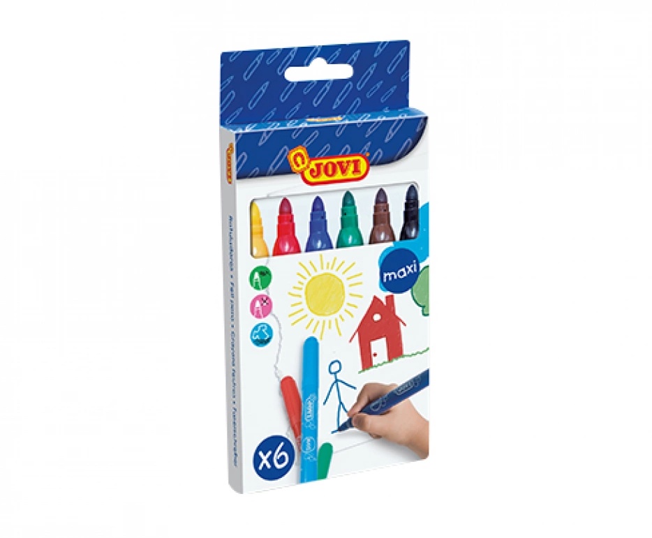 [60101706KID] WASHABLE MAXI FELT-TIP PENS - case - 6 units - ass