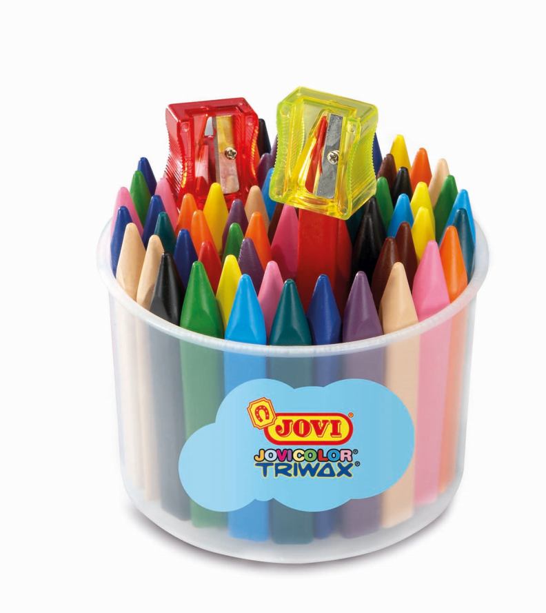 [60197372KID] TRIANGULAR WAX CRAYONS - jar - 72 units - assorted
