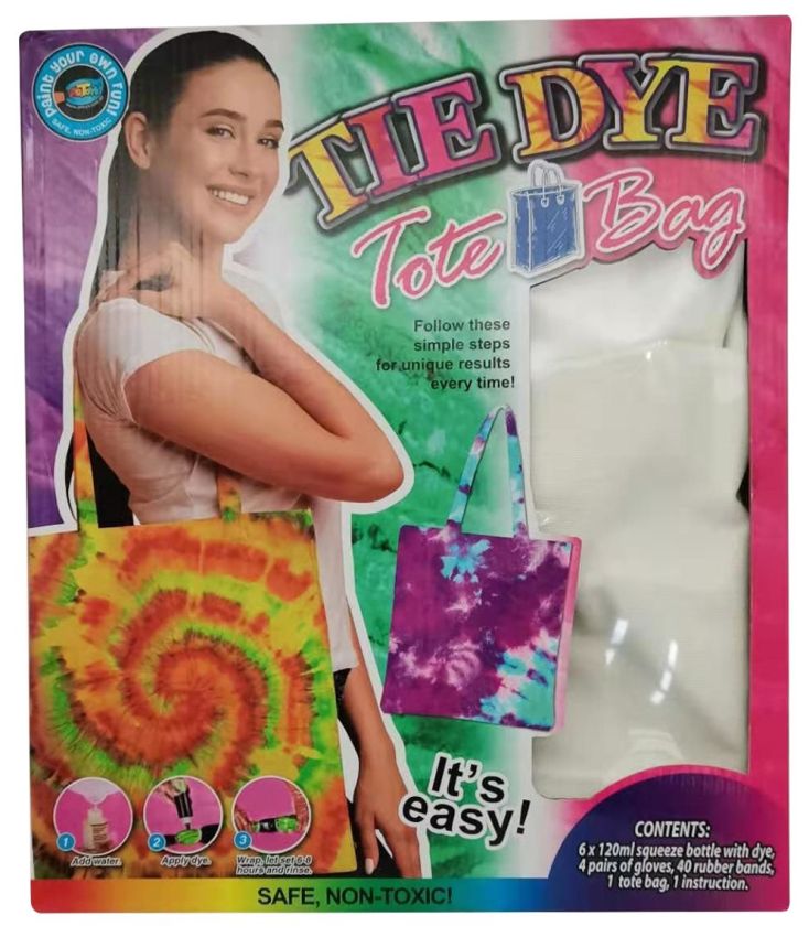 [66000391KID] TIE DYE FASHION TOTE BAG 6x120ml knijpfles