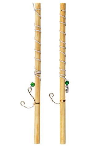 [83902634IMP] 2 x EENDJESVISSEN STOK IN HOUT 45 CM