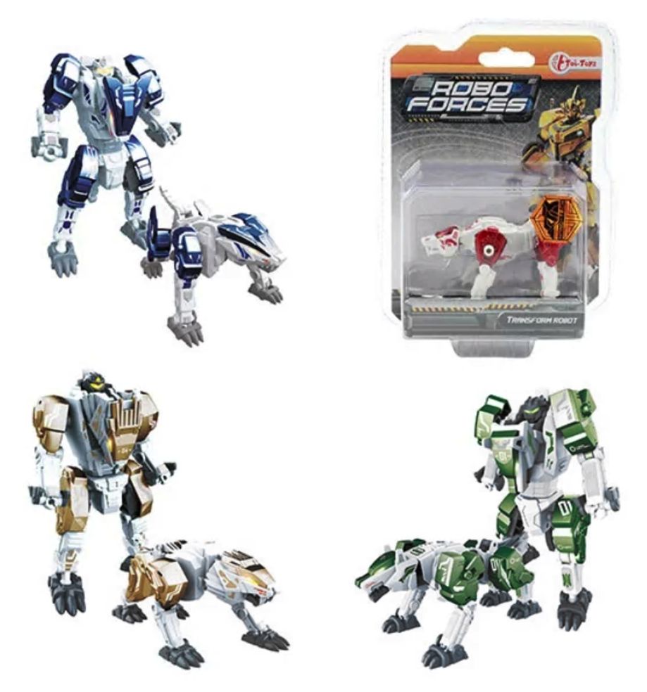 [94030085KID] ROBOFORCES Petit robot changeant -Animal- métal 4ass