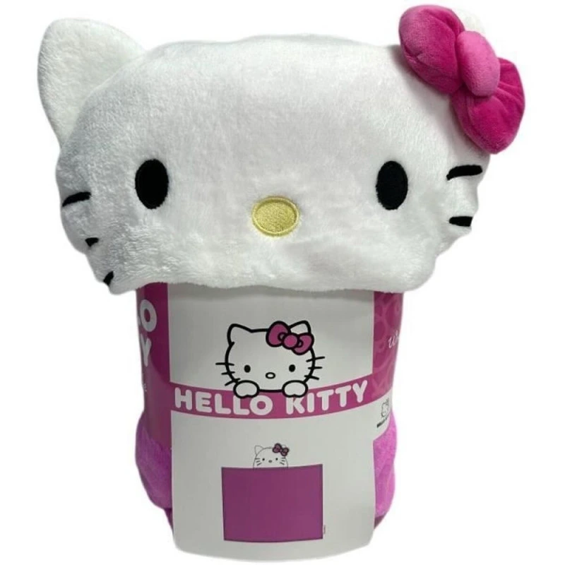 [92171102KID] Hello Kitty 3D-Kapuzendecke - Rosa - 120 x 150 cm