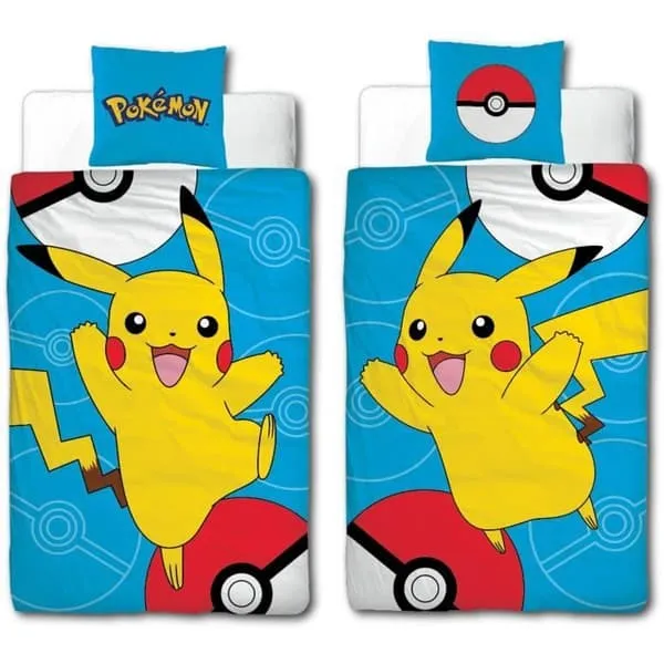 [92371250KID] DEKBEDOVERTREK 140x200 + kussensloop 63x63 cm 100% microvezel Pokémon