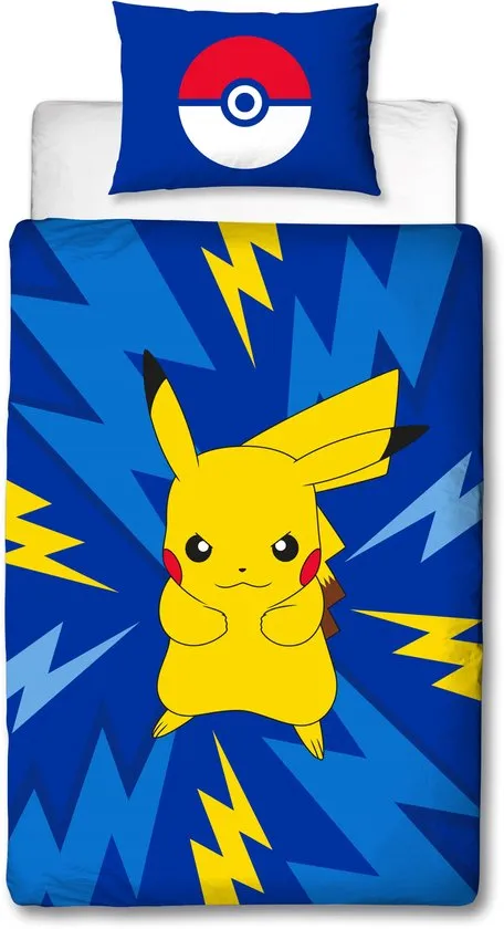 [92371217KID] DEKBEDOVERTREK 140x200 + kussensloop 63x63 cm 100% microvezel Pokémon