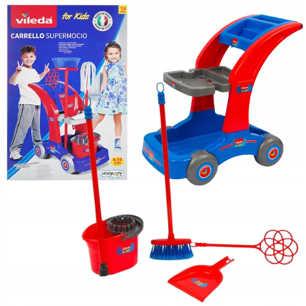 [IAM01000] Vileda Maxi chariot de nettoyage, set de jeu avec de nombreux accessoires