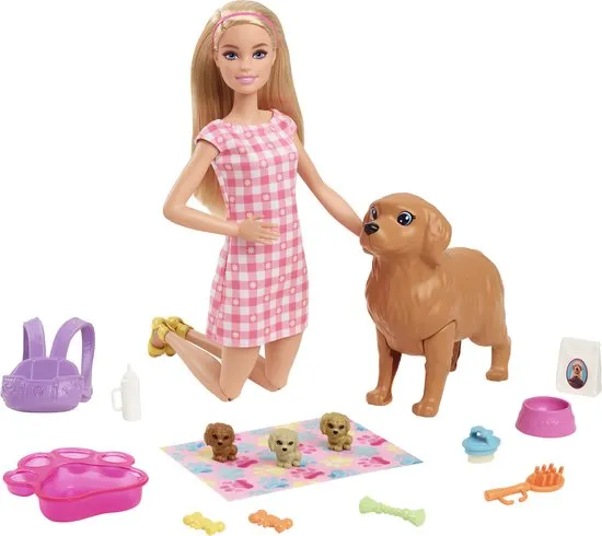 [HCK74] BARBIE mit Hund und Welpen - Barbiepuppe