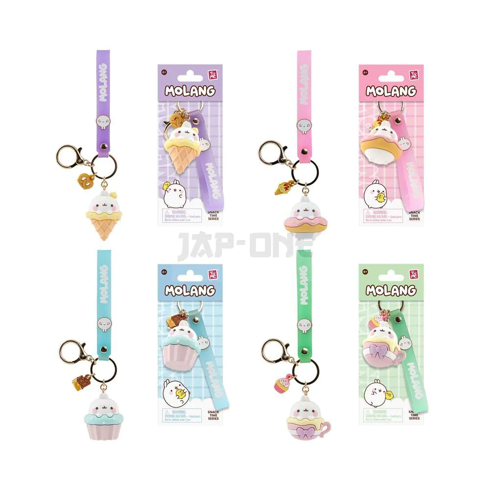 [83516230KID] YuMe Molang Keychain & Strap Snack Time Series - PDQ (12Units) (13CM Keychain & Strap)